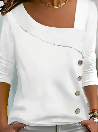 Women's Fashion Top - Casual, Asymmetrical, Long Sleeved for Daily Wear